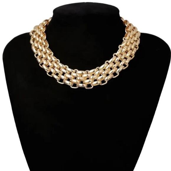 Exaggerated Gold Chain Link Necklace Clavicle Choker Lacteo - Picture 4 of 11